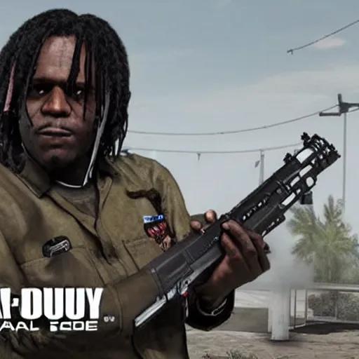 Image similar to Chief Keef in Call of duty war zone 4K quality super realistic