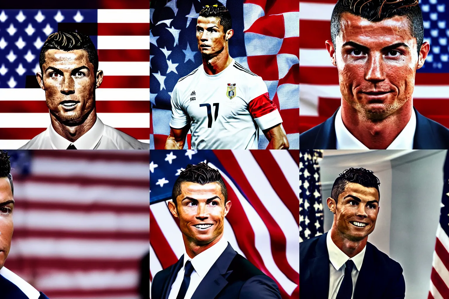 Prompt: Portrait of Cristiano Ronaldo as the US president, stunning screensaver, natural light, elegant, intricate, atmospheric lighting, cinematic