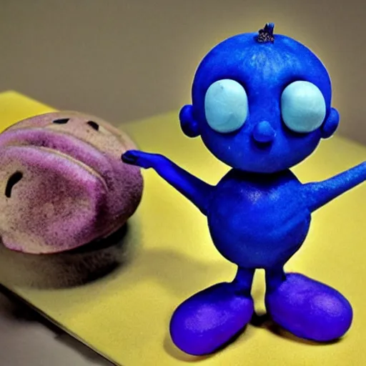 Prompt: a sentient blueberry, claymation, tim burton