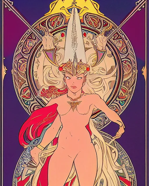 Prompt: She-Ra the Princess of Power, by Mucha, intricate, 8k,