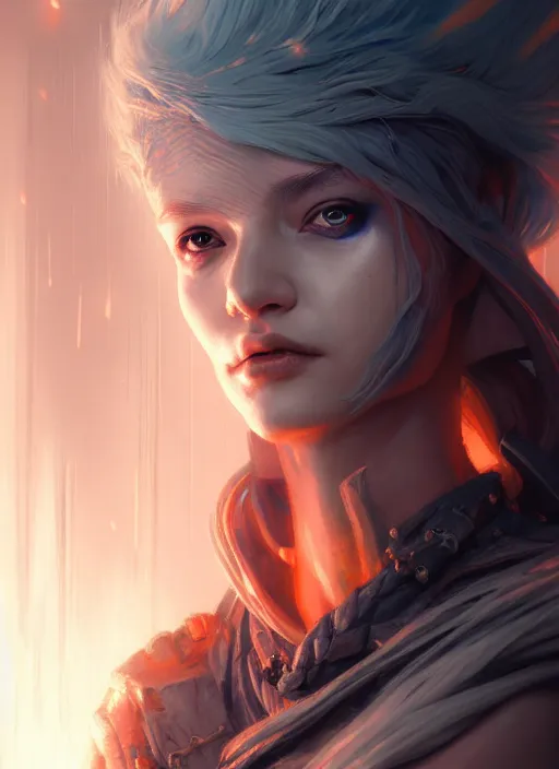 Image similar to character concept art of a dystopian fire sorceress, key visual, realistic shaded perfect face, fine details, dystopian environment and background, by stanley artgerm lau, wlop, rossdraws, james jean, andrei riabovitchev, marc simonetti, and sakimichan, trending on artstation