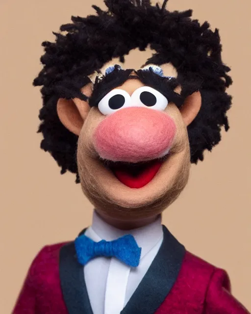 Image similar to adin ross as a muppet. highly detailed felt. hyper real photo. 4 k.