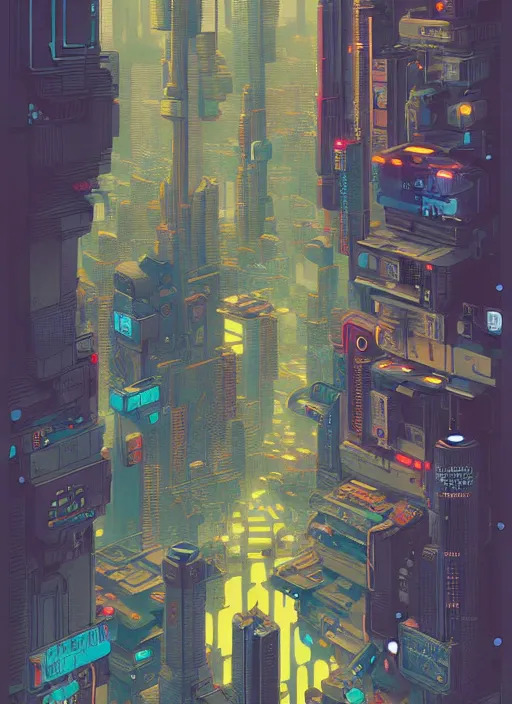 Image similar to chris ware graphic layout design maze poster of cyberpunk city, peter mohrbacher, jane newland, peter gric, chris ware, aaron horkey, illustration, artstation, full of color, highly detailed, maximalist