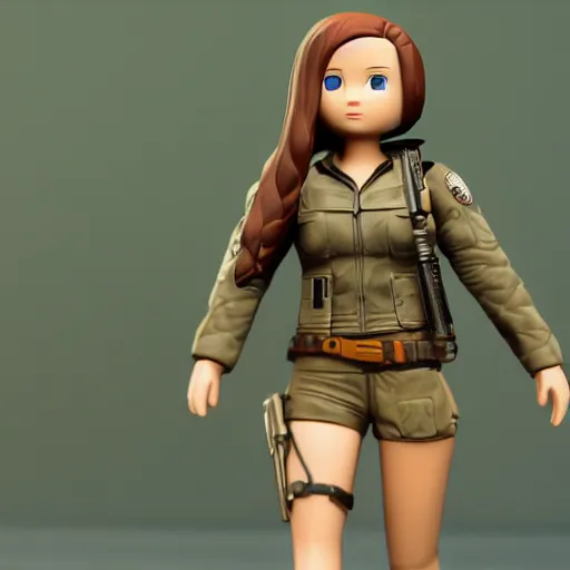 Image similar to jennifer lawrence, camp, ak 4 7, nendroid, stephen bliss style