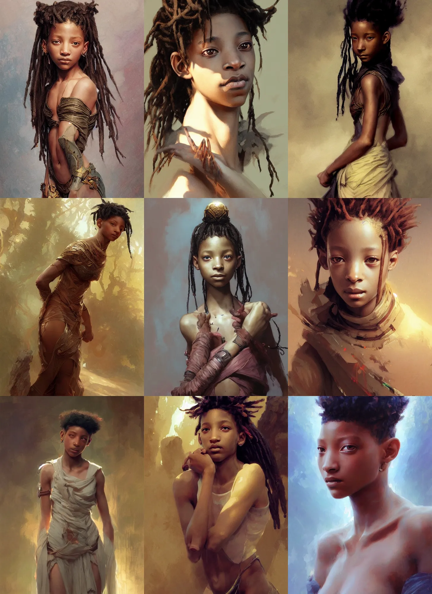 Prompt: willow smith young ancient libu girl, marvel comics, intricate, highly detailed, smooth, artstation, digital illustration, bouguereau, ruan jia, rutkowski