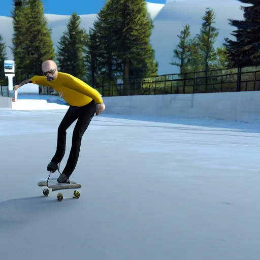 Image similar to walter white skating in Skater XL, gameplay screenshot, 4k, game atmosphere