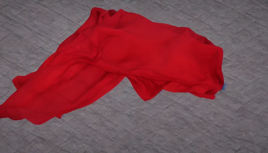 Prompt: red cloth floating, cloth simulation, realistic, volumetric lighting, octane, redshift, 4 k