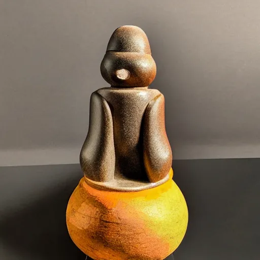 Prompt: lingam sculpture toy on display