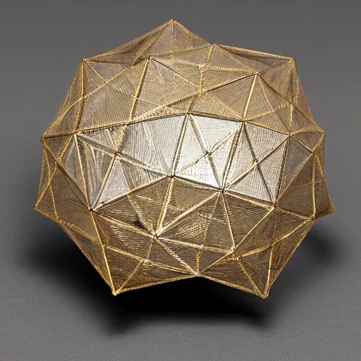 Prompt: a daguerreotype of an icosahedron