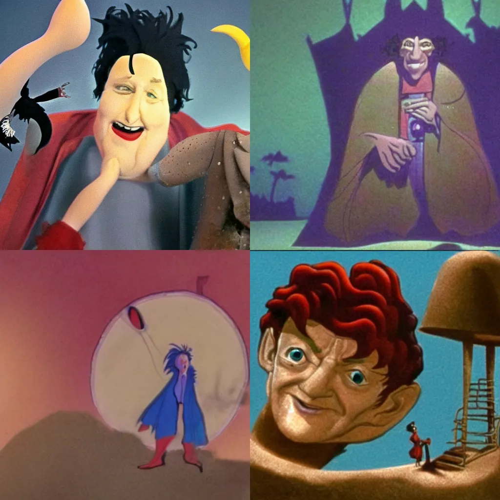 Prompt: frame of Gaiman's Sandman in a Rankin Bass stop motion animated film