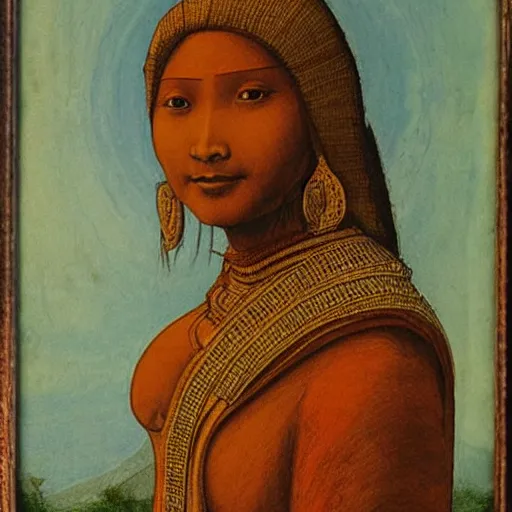 Prompt: nepali woman painting by leonardo da vinci