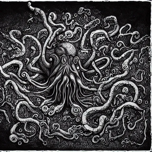 Prompt: cthulhu, yog-sothoth, soggoth, azathoth, real life experience, photo capure by the camera of lovecraft