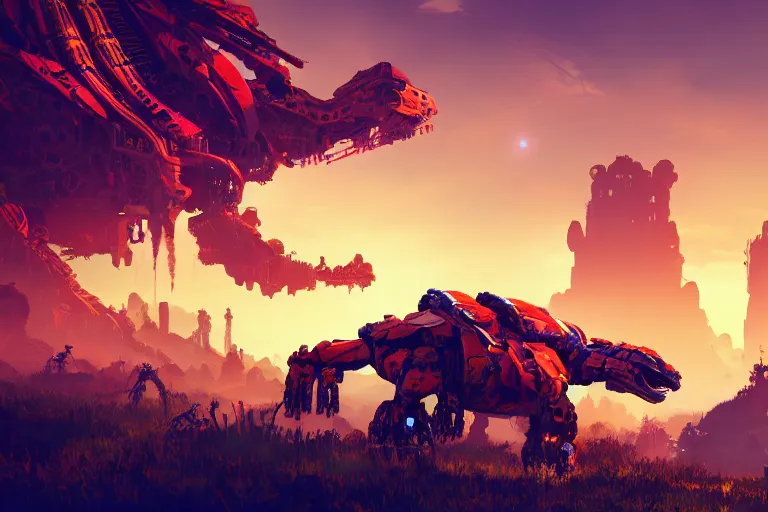 Image similar to scorcher machine mecanical creature robot of horizon forbidden west horizon zero dawn bioluminiscence global illumination ray tracing hdr fanart arstation by ian pesty and alena aenami artworks in 4 k