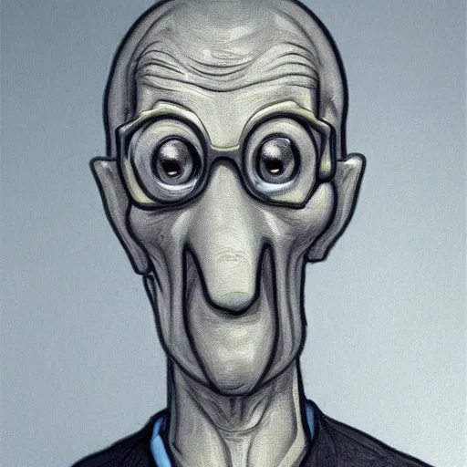 Image similar to handsome squidward, realistic portrait