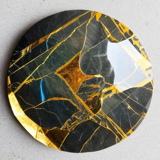 Prompt: tilt shift colossal intricate reflection refraction marble gold obsidian preraffaellite portrait photography slice cut