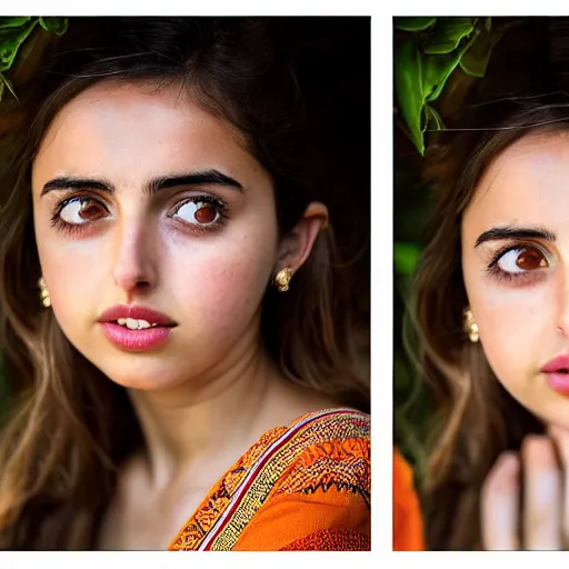 Prompt: close up Portrait of cute teen ana de armas wearing assamese bihu mekhela sleeveless silk saree in Assam tea garden, XF IQ4, 150MP, 50mm, F1.4, ISO 1000, 1/250s, model photography by Steve McCurry in the style of Annie Leibovitz, face by Artgerm, daz studio genesis iray female, gorgeous, detailed anatomically correct face!! anatomically correct hands!! amazing natural skin tone, 4k textures, soft cinematic light, Adobe Lightroom, photolab, HDR, intricate, elegant, highly detailed,sharp focus