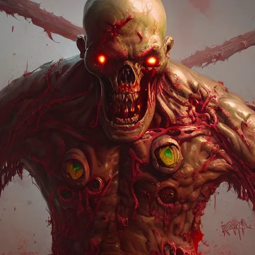 Prompt: zombie from doom eternal, pipes, painted by stanley lau, painted by greg rutkowski, painted by stanley, artgerm, masterpiece, digital art, trending on arts