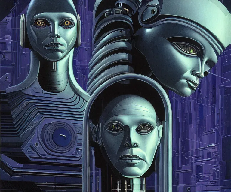 Image similar to cybernetic intergalactic alien sphinx cyberpunk portrait 4 k highly detailed by kelly freas