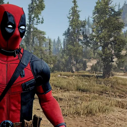 Image similar to Deadpool in red dead redemption 2 4K quality