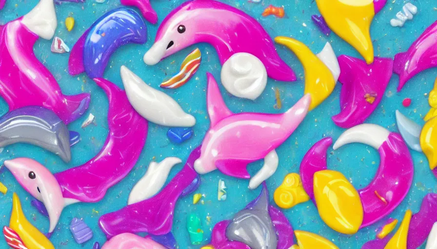 Image similar to cheery, car, dolphin, marble, candy 8 k