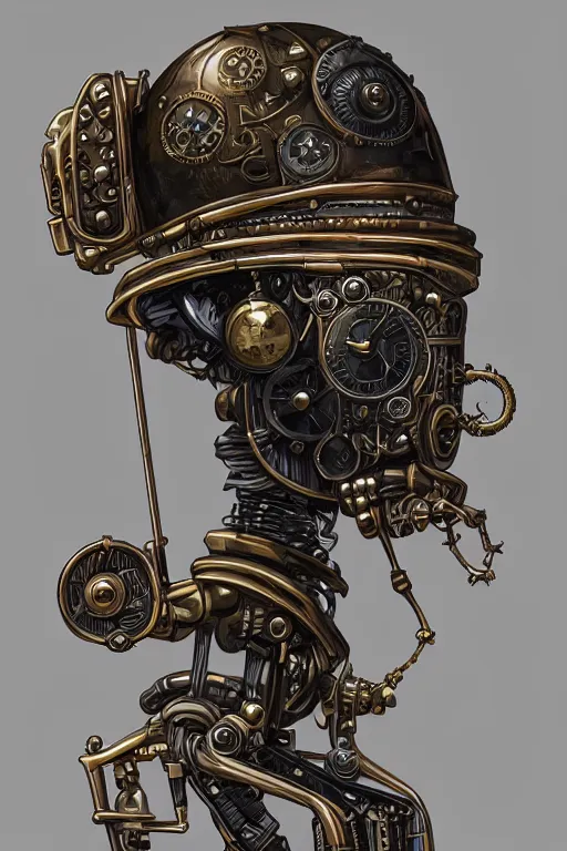 Image similar to steampunk helmet fantasy art mask robot ninja stylized digital illustration sharp focus, elegant intricate digital painting artstation concept art global illumination ray tracing advanced technology chaykin howard and campionpascale and cooke darwyn and davis jack