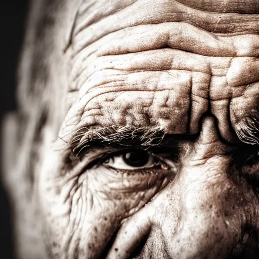 Image similar to the face of a man who has lost everything, old, macrophoto, sad,