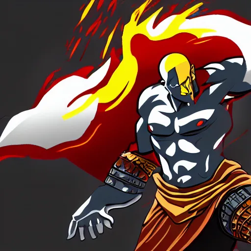 Prompt: kratos in the game hades, still from the game, cel shaded, cartoon style