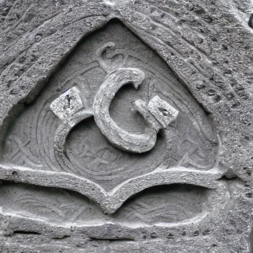 Image similar to ancient Irish, photo of stone carved with intricate runes