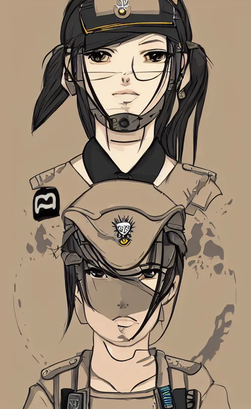 Prompt: patch design, soldier girl, 2022 anime style, clean logo, tattoo graphics, flight squadron insignia, soldier clothing, realistic military gear, inspired by shirt designer, draw with wacom tablet, round elements, vector line art, by ilya kuvshinov, trending on pixiv, symbology, realistic human anatomy, high resolution, matte, empty hands, realistic military carrier