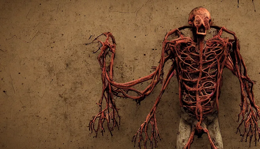 Prompt: Techno-biological rusty Obiekt 490 Poplar consisting of tumors, meat, veins, bones, guts, kidneys, wires. Biopunk, body-horror, high detail, photorealism, full length view, very rust, concept art, octane render, 16k, 8k
