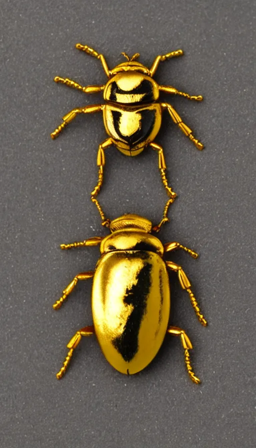 Prompt: gold beetle jewel