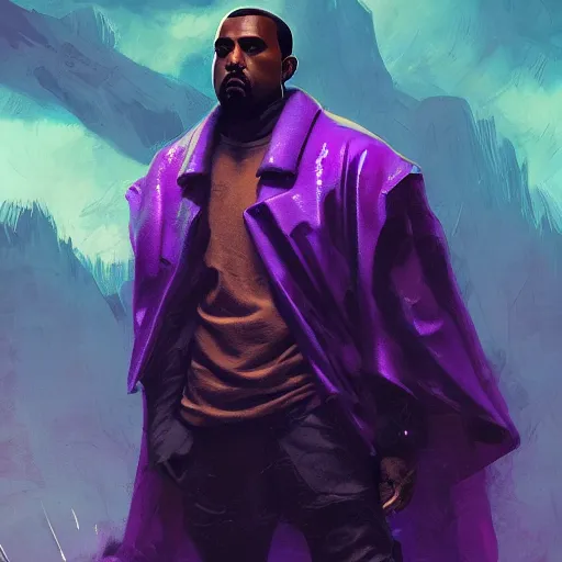 Prompt: a photo of kanye west as kang the conqueror, cinematic lighting, grim, purple, black, cyberpunk, detailed, greg rutkowski, cedric peyravernay, anato finnstark, artstation