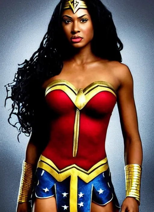 Image similar to beautiful african american wonder woman, stunning character portrait