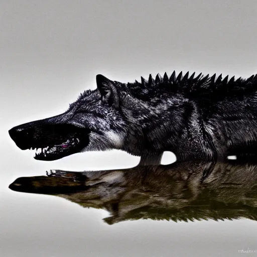 Image similar to a wolf crocodile!!! hybrid! bold natural colors, masterpiece, trending on artstation, photograph, national geographic, wildlife photographer of the year, realistic!!
