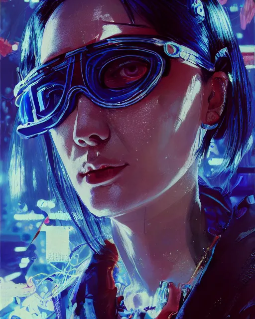 Image similar to detailed portrait Dr. Catherine Chun , cyberpunk futuristic neon, reflective deep blue coats, decorated with traditional chinese ornaments, underwater station Pathos behind by Ismail inceoglu dragan bibin hans thoma greg rutkowski Alexandros Pyromallis Nekro Rene Maritte Illustrated, Perfect face, fine details, realistic shaded, fine-face, pretty face