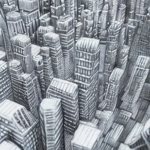 Image similar to futuristic city made of chalk, talc, quartz, aerial view