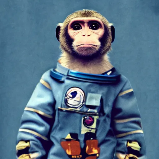 Prompt: a monkey wearing a space suit