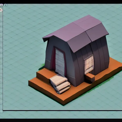 Prompt: low poly, 3D isometric hut, cartoonish