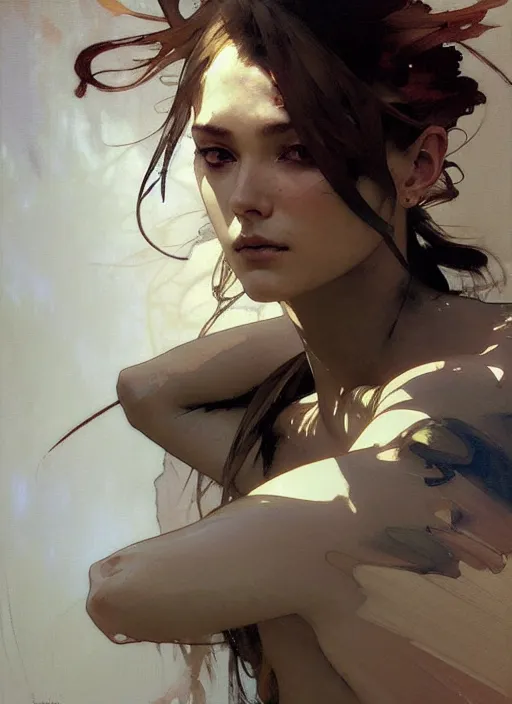 Image similar to beautiful neutral earth toned palette knife painting artwork by yoji shinkawa jeremy mann, 💃, charlie bowater and magali villeneuve and alphonse mucha, gaston bussiere, craig mullins, j. c. leyendecker, by artgerm