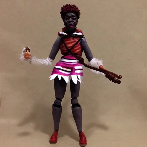 Image similar to maya angelou cosplay kunta kinte, stop motion vinyl action figure, plastic, toy, butcher billy style