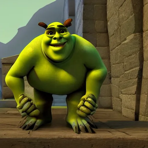 Image similar to skeleton as shrek, ultrarealistic