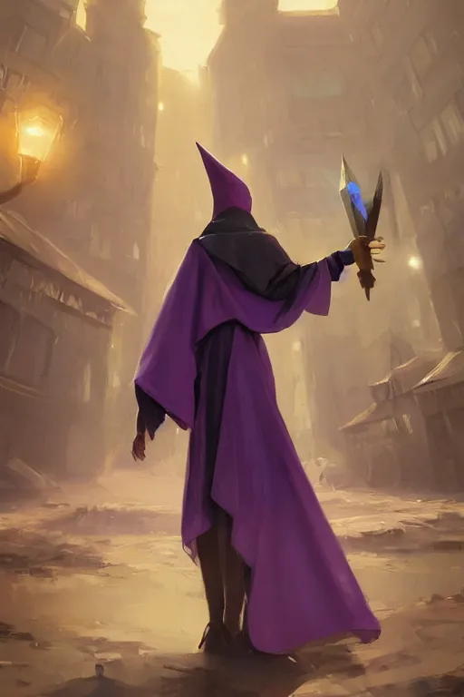 Prompt: Young beautiful short woman in purple witch robes and pointy hat at a university, full body shot unreal engine hyperreallistic render 8k character concept art masterpiece digital art by Greg Rutkowski, Simon Stalenhag, trending on Artstation, CGSociety
