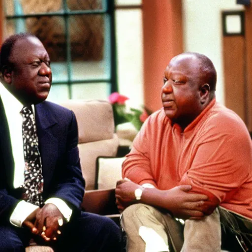 Prompt: A still of Idi Amin in the 1990s sitcom Friends