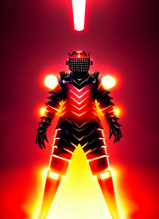 Prompt: a striking cinematic full body manga portrait of a black haired teenager wearing imposing red jagged spiked plate armour and glowing with red energy by hirohiko araki and beeple, fine details, digital art, character concept art, volumetric lighting, cinematic light, photorealistic