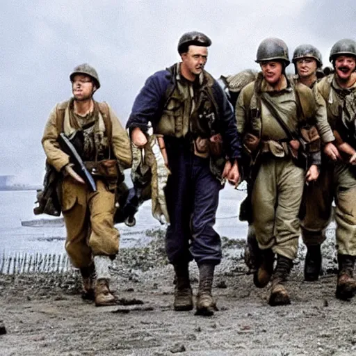 Prompt: disney characters in saving private ryan