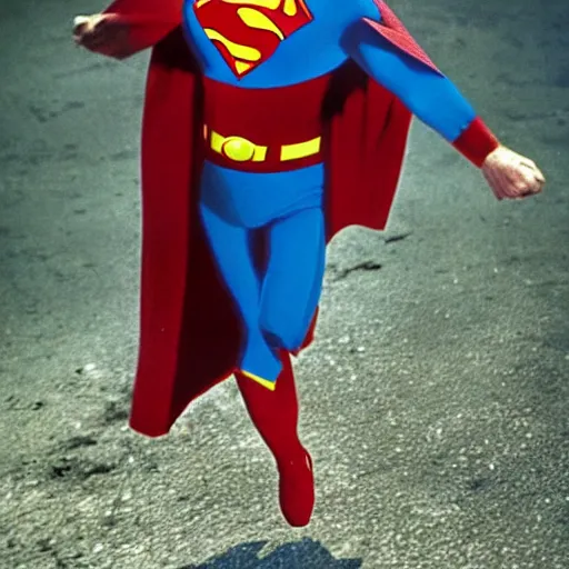 Image similar to David Jason as Superman, photo, movie still, realistic