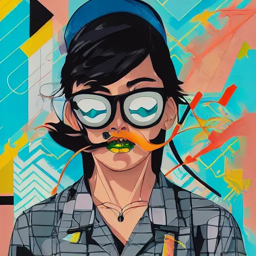 Image similar to Jet Grind Radio profile picture by Sachin Teng, asymmetrical, Organic Painting , Matte Painting, geometric shapes, hard edges, graffiti, street art:2 by Sachin Teng:4