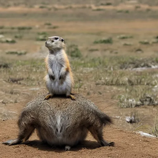 Image similar to Prairie Dog riding on the back of an Emu