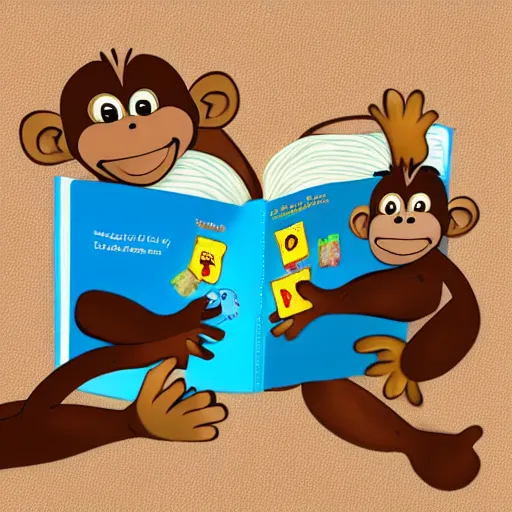 Prompt: monkeys learning to read book, 4 k, realistic, realistic, detailed