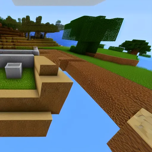 Image similar to a beautiful minecraft outdoors scenery, featuring ovo's rustic texture pack